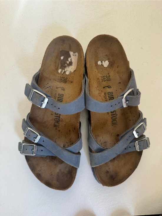 Birkenstock Shoes - Birkenstock Women’s Franca Leather Sandals - Dusty Blue 38 L7